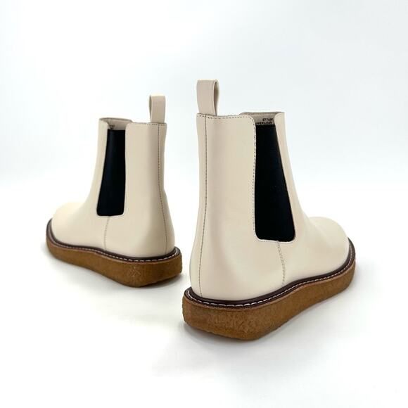 J. Crew Off White Chelsea Boots Size 7 Genuine Leather Flat Platform Booties New - Picture 13 of 13